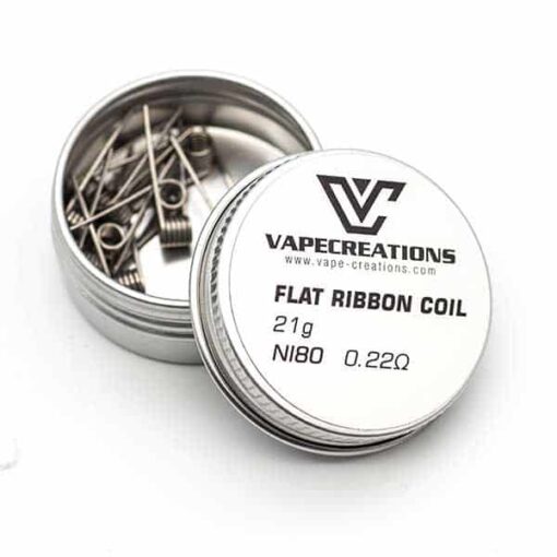 Vape Creations Flat Ribbon Coils | 6 pack | 0.22ohm | Ni80 Prebuilt