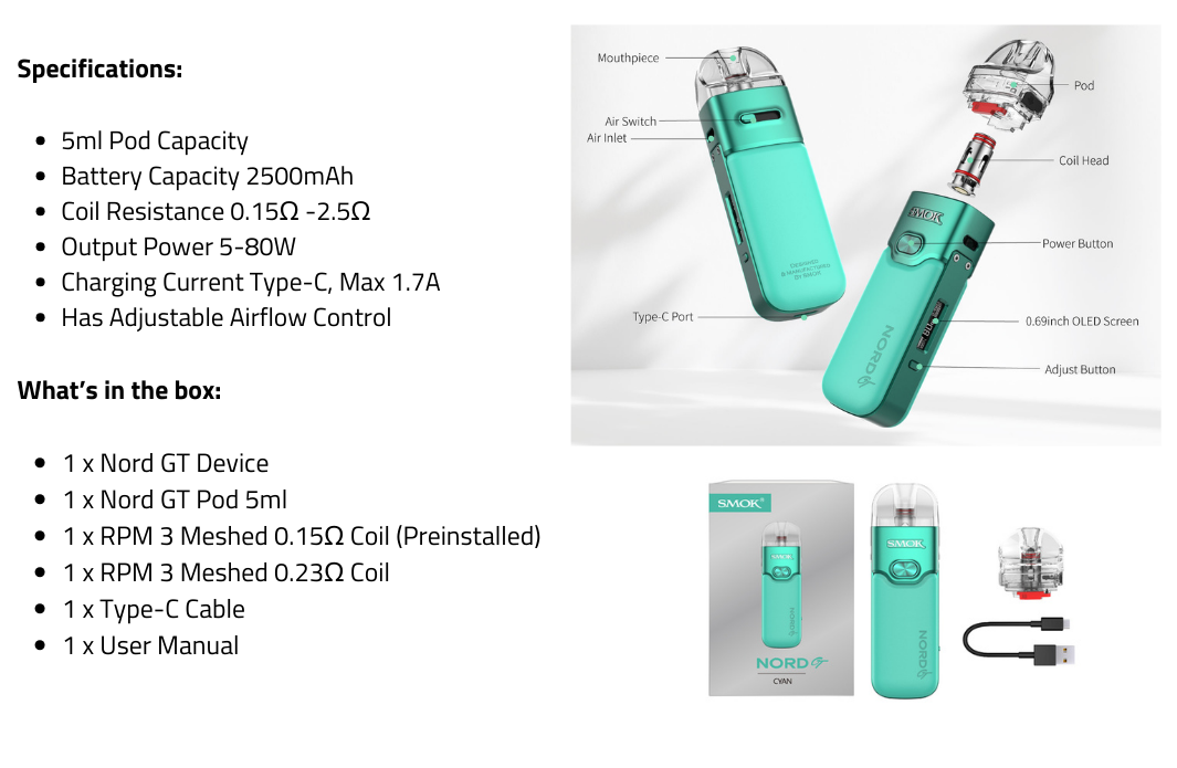 smok-nord-gt-vape-kit-specifications