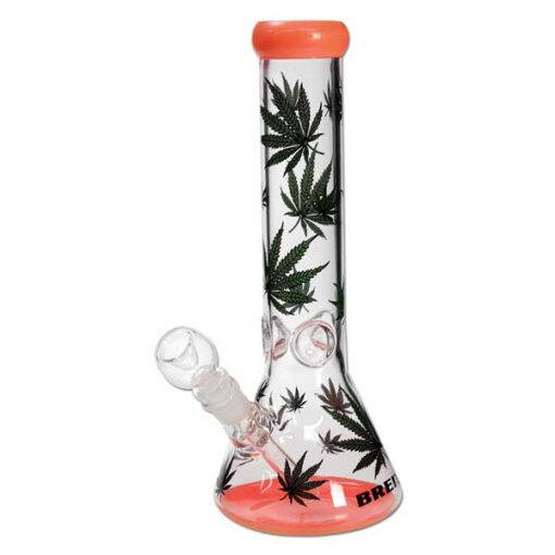 BREIT - Leaves - Orange Flask Ice Bong